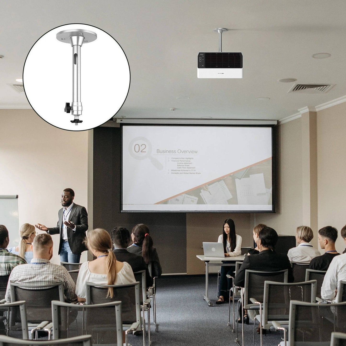 Universell aluminium takfäste för projektor