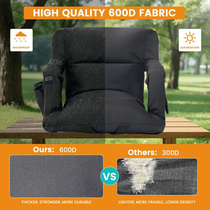 Stadium Seat with Heat & Back Support – Portable Padded Bleacher Cushion Chair