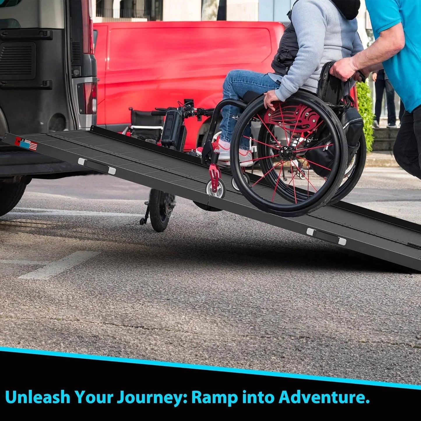 Folding Wheelchair Ramp Aluminum Portable - 600 Lbs Non-Slip Mobility Ramp