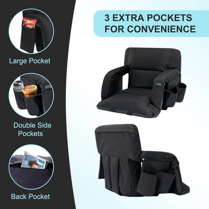Stadium Seat with Heat & Back Support – Portable Padded Bleacher Cushion Chair