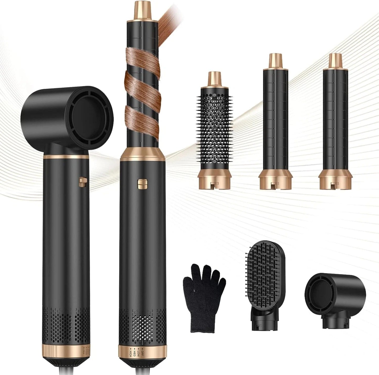 5 in 1 Blow Dryer Brush with Negative Ion, Hot Air Styler & Curling Wrap