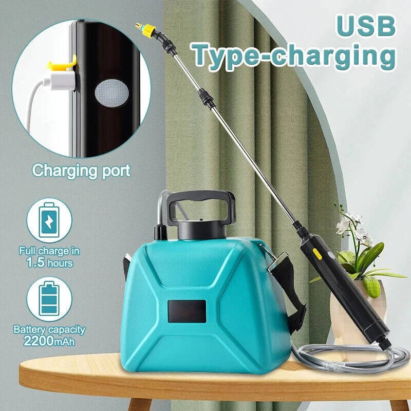Rechargeable Electric Garden Sprayer 5L, Battery Powered Plant Sprayer with 3 Nozzles