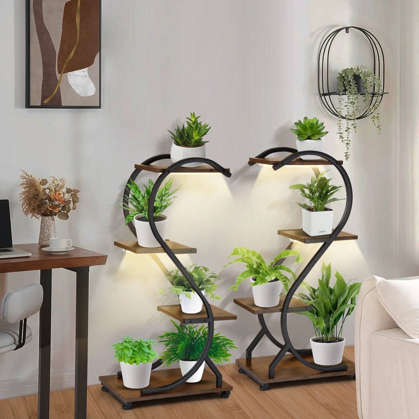 Indoor Plant Stands for Multiple Plants with Lights