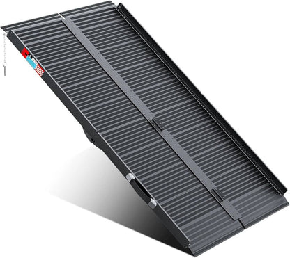 Folding Wheelchair Ramp Aluminum Portable - 600 Lbs Non-Slip Mobility Ramp