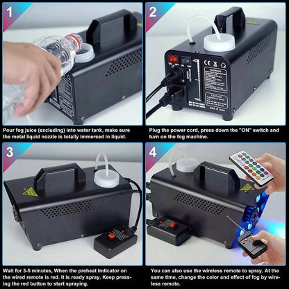 Smoke Machine W/ 13 Colorful LED Lights Effect