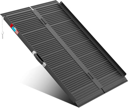Folding Wheelchair Ramp Aluminum Portable - 600 Lbs Non-Slip Mobility Ramp