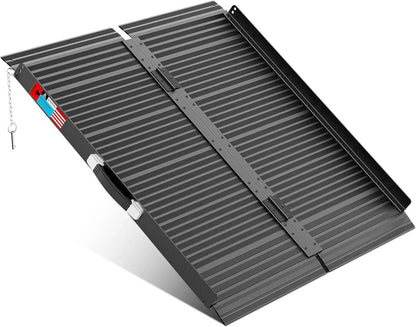 Folding Wheelchair Ramp Aluminum Portable - 600 Lbs Non-Slip Mobility Ramp