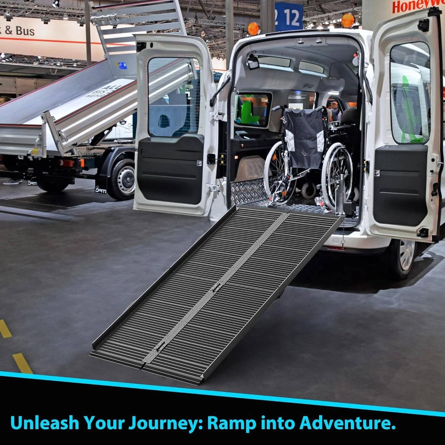 Folding Wheelchair Ramp Aluminum Portable - 600 Lbs Non-Slip Mobility Ramp
