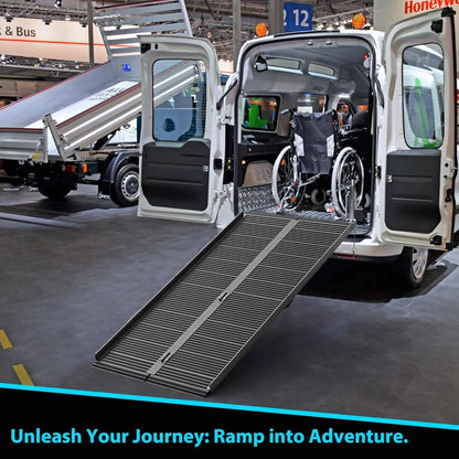Folding Wheelchair Ramp Aluminum Portable - 600 Lbs Non-Slip Mobility Ramp