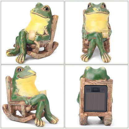 Frog Garden Statue with Light