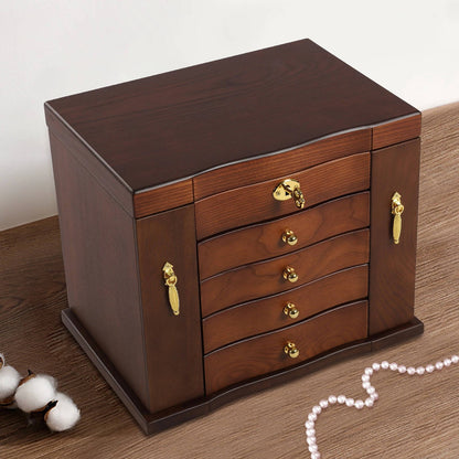 Jewelry Box Organizer with Mirror 5 Layer Large 4 Drawers