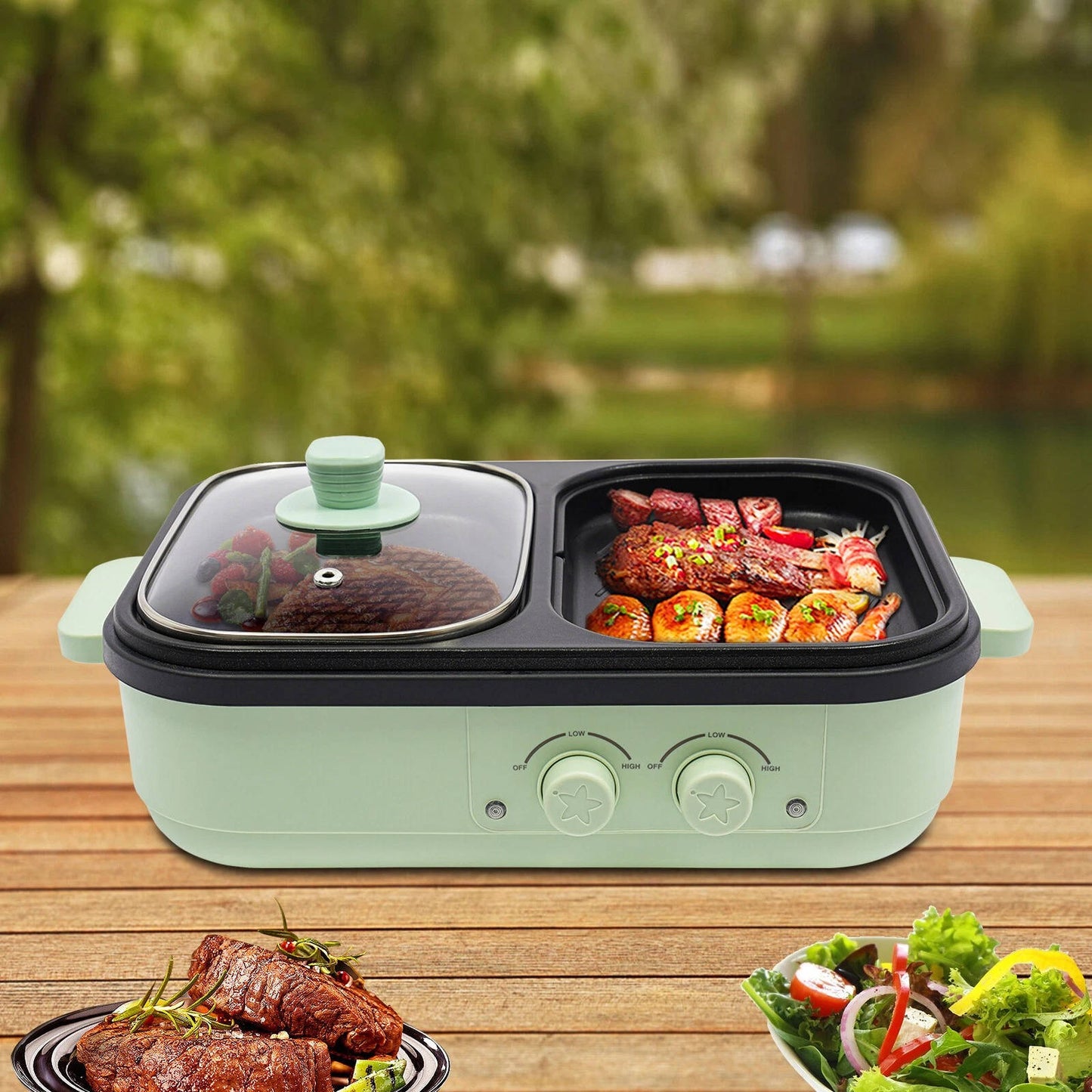Elektrisk varm gryte med grill