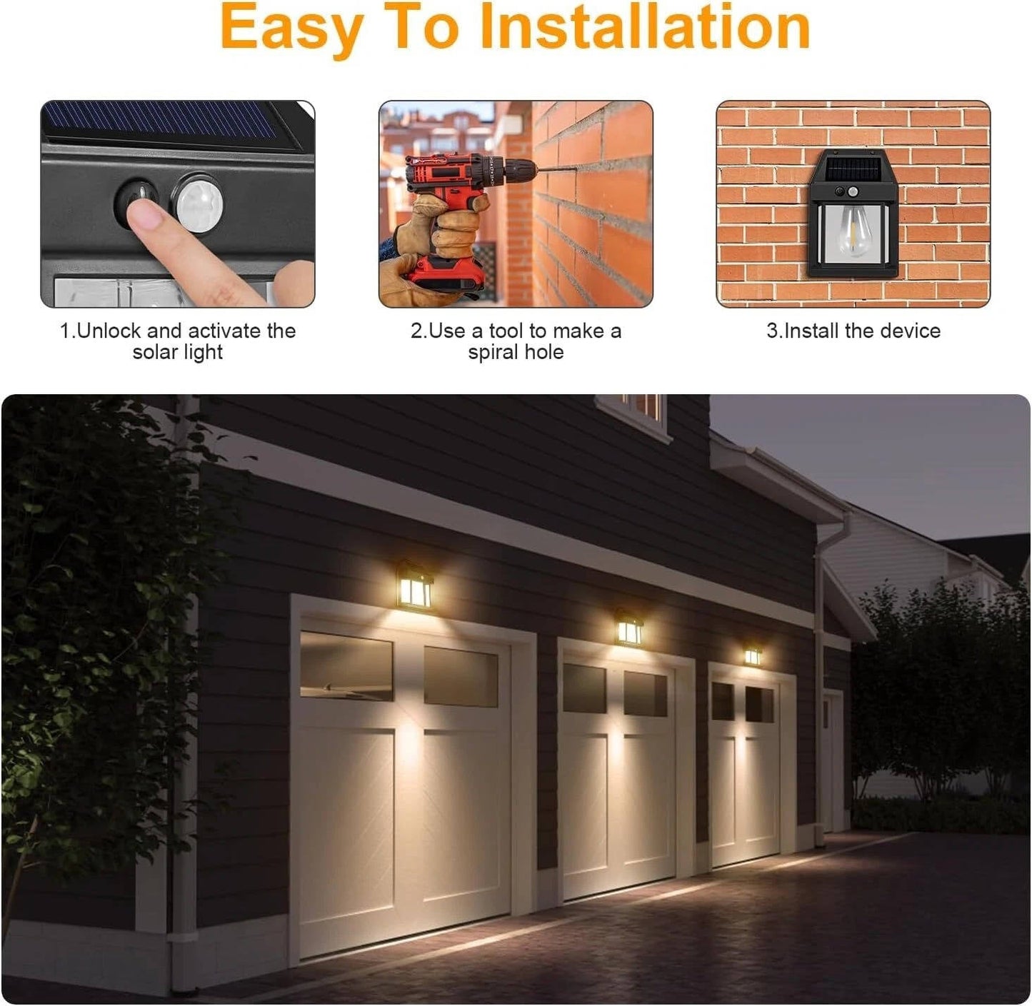 LED Solar Wall Lights Outdoor Garden Lamp