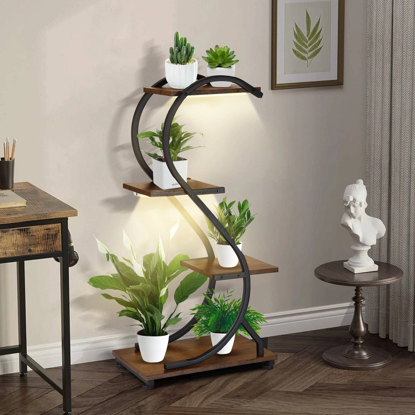 Indoor Plant Stands for Multiple Plants with Lights