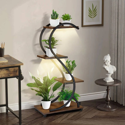 Indoor Plant Stands for Multiple Plants with Lights