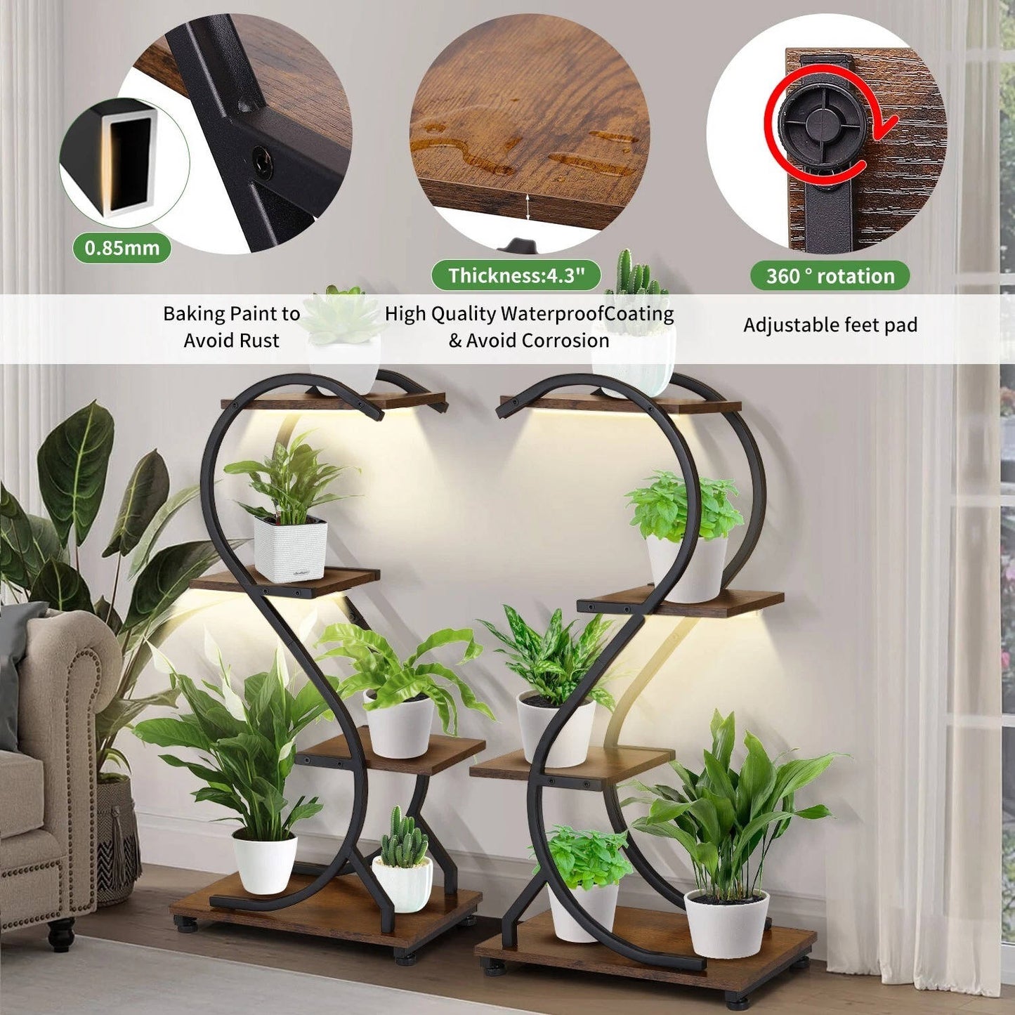 Indoor Plant Stands for Multiple Plants with Lights