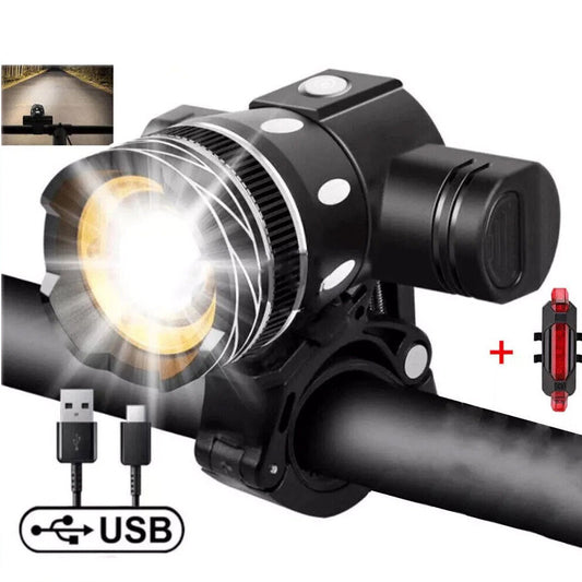 20000LM Rechargeable LED Bicycle Lights Front & Rear Bike Lamp Set