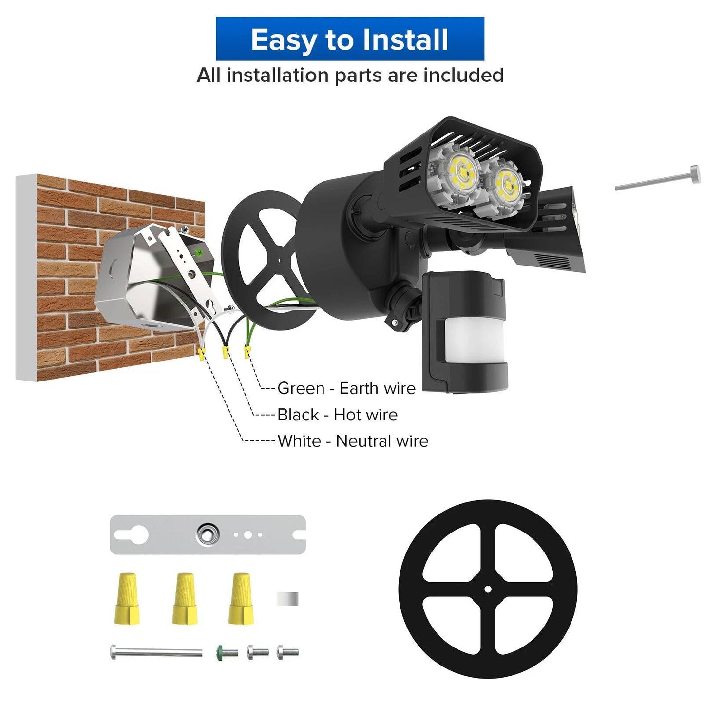 LED säkerhetslampa med rörelsesensor