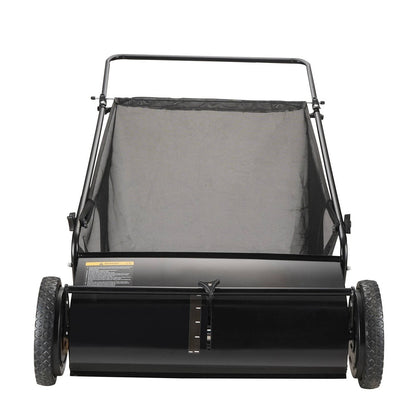 Push Lawn Sweeper 26 Inch 7 Cu Ft Leaf Collector with Adjustable Height Manual Grass Sweeper for Yard Garden