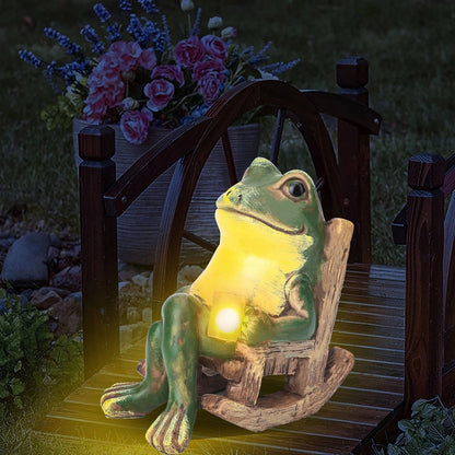 Frog Garden Statue with Light