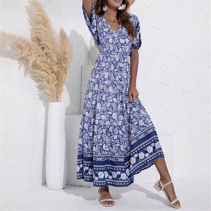 Isabelle – Bohemian Floral V-Neck Beach Maxi Dress For Women