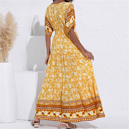 Isabelle – Bohemian Floral V-Neck Beach Maxi Dress For Women