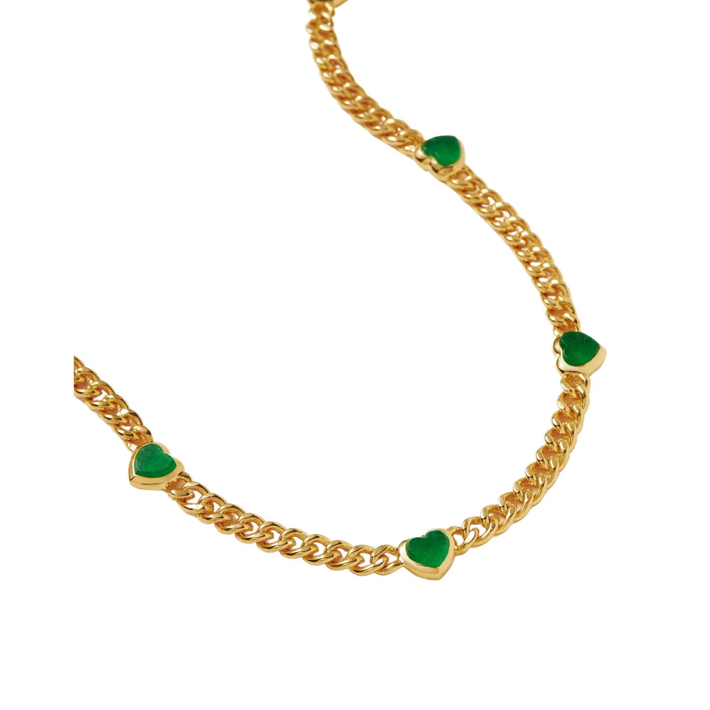 Jelly Heart Gemstone Charm Necklace, 18K Gold Plated, Green Chrysoprase