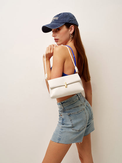 Knot Handle Foldover Shoulder Bag