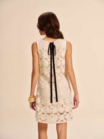 Lace Back-Tie Sleeveless Dress