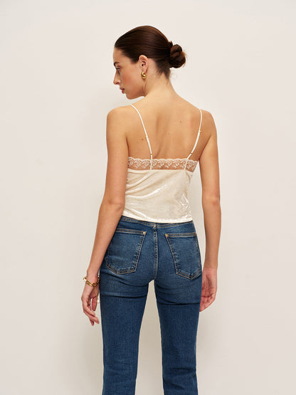 Lace Detail Velvet Cami Top