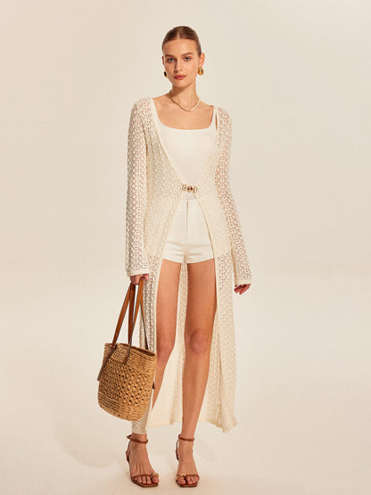 Lace Knit Metal Detail Cardigan