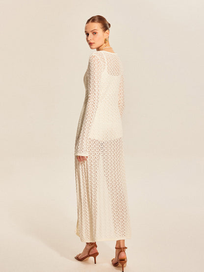 Lace Knit Metal Detail Cardigan