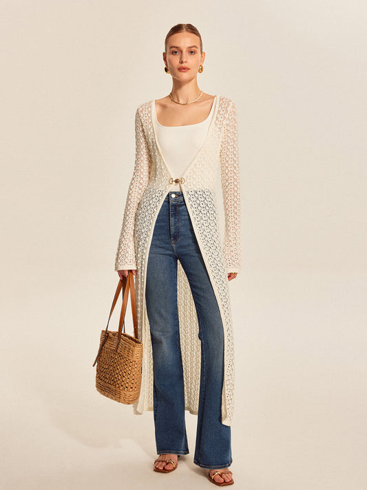 Lace Knit Metal Detail Cardigan