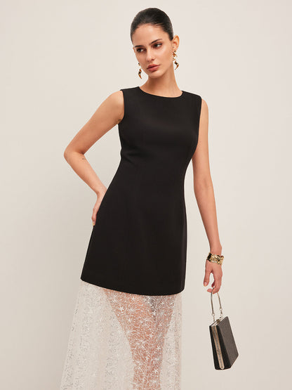 Lace Panel Sleeveless Dress