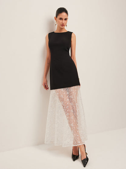 Lace Panel Sleeveless Dress
