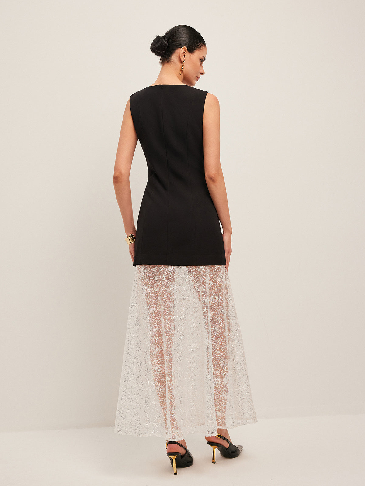 Lace Panel Sleeveless Dress