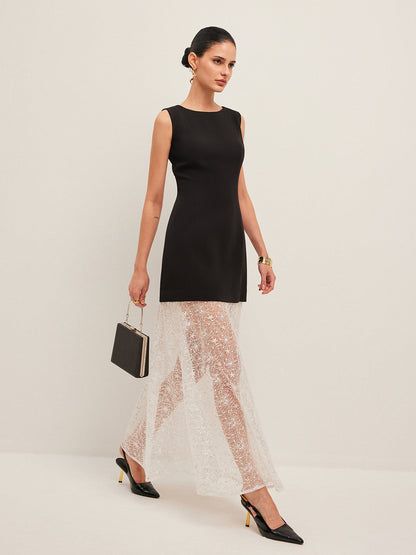 Lace Panel Sleeveless Dress