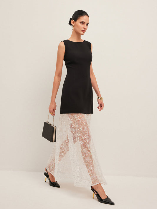 Lace Panel Sleeveless Dress