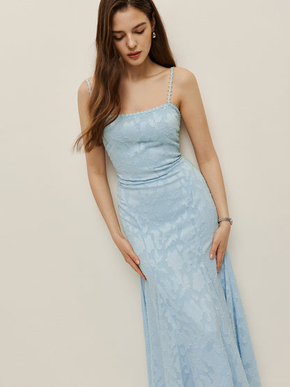 Lace-Up Back Floral Lace Dress