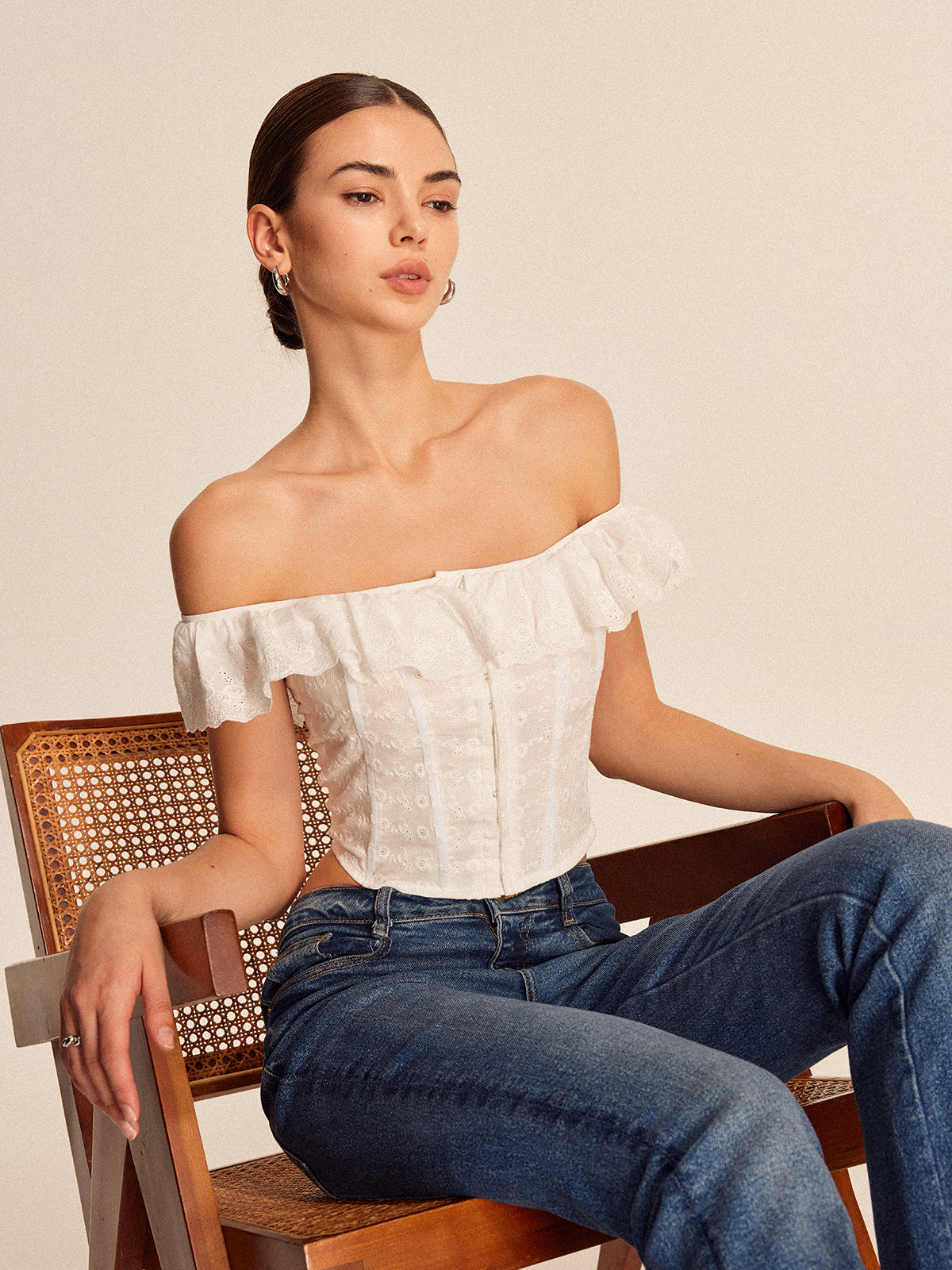 Lace-Up Back Off-Shoulder Top