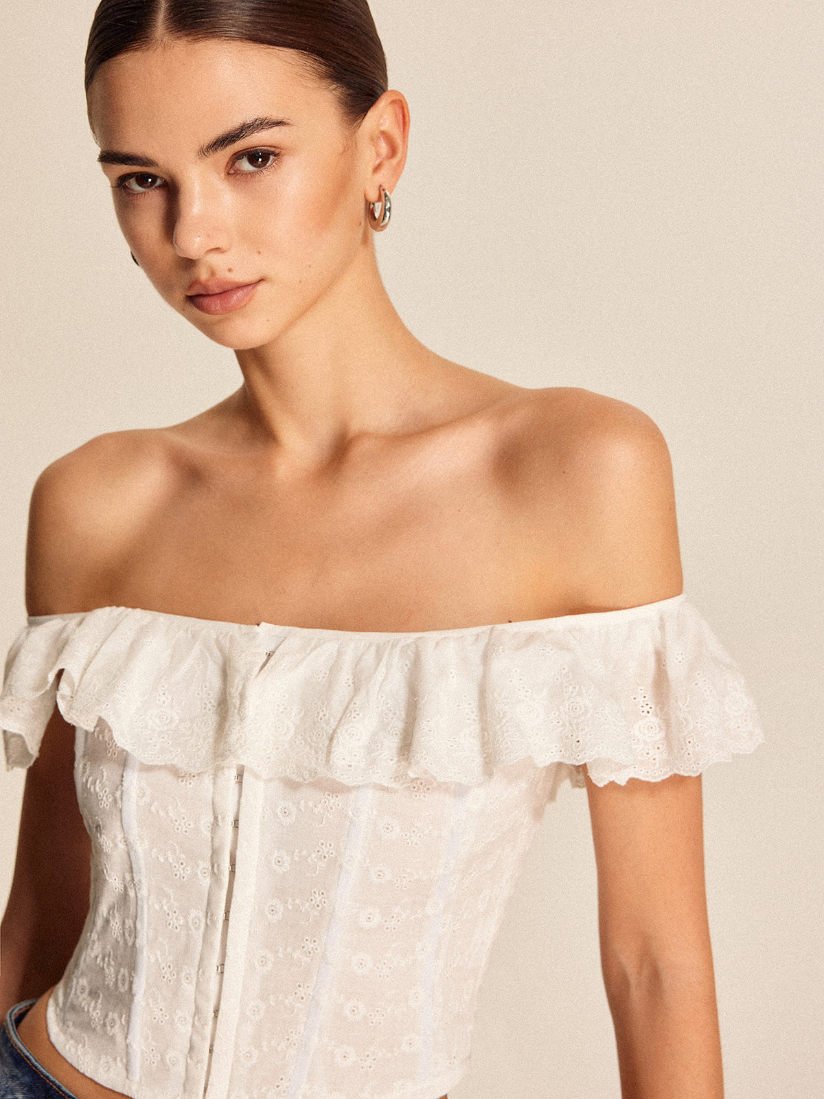 Lace-Up Back Off-Shoulder Top