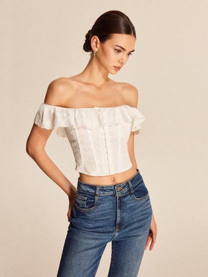 Lace-Up Back Off-Shoulder Top