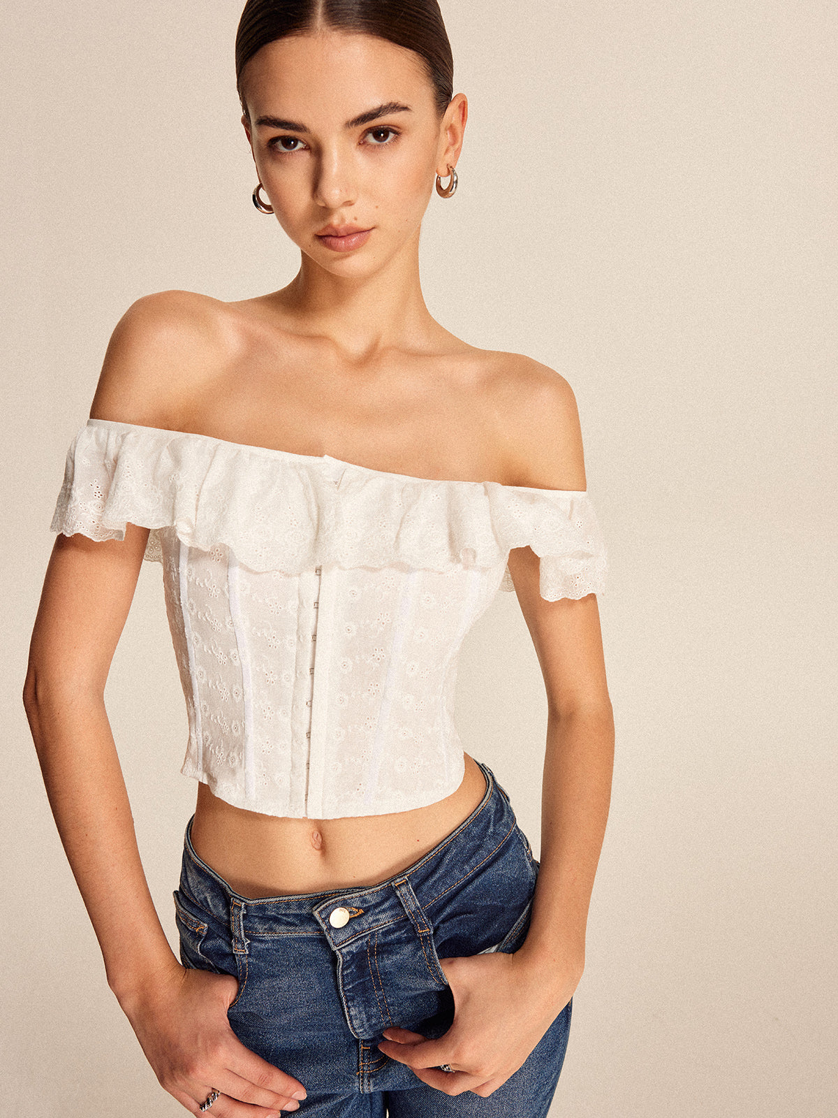 Lace-Up Back Off-Shoulder Top
