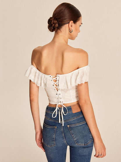 Lace-Up Back Off-Shoulder Top
