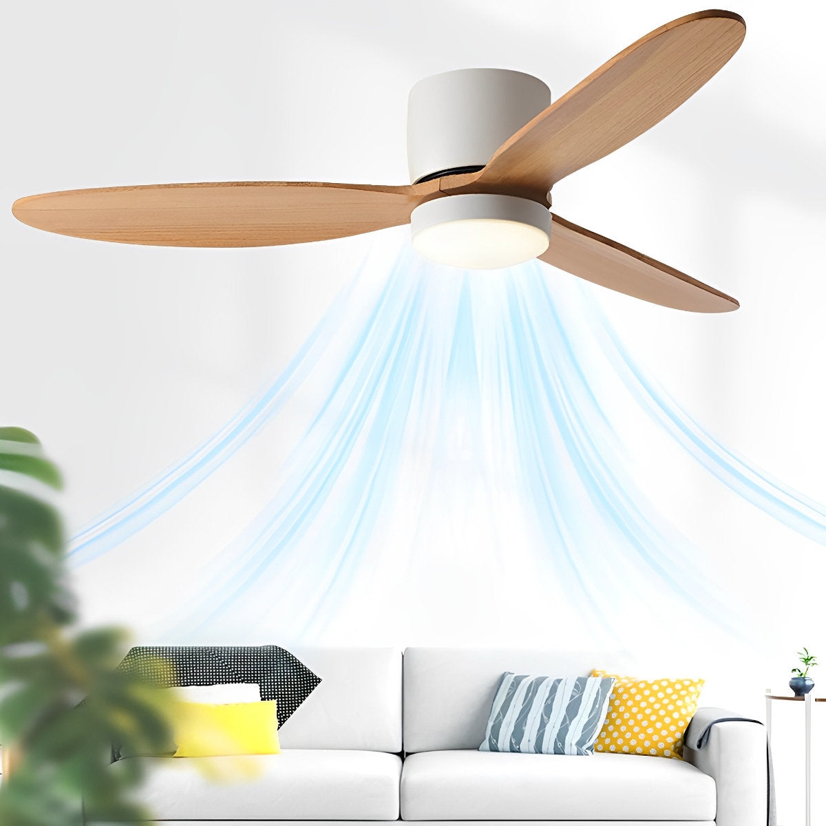 LED Inverter Silent White Low Floor DC Motor Simple Ceiling Fan Light