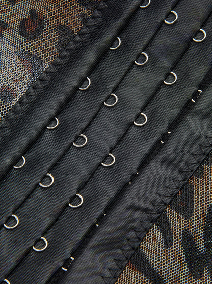 Leopard Printed Spaghetti Strap Corset