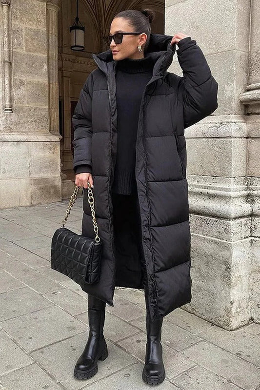 Long Quilted Winter Coat with Insulated Comfort