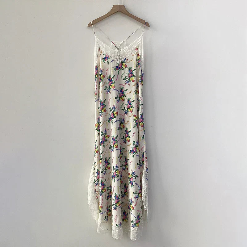 Lucia – Lace Embroidery V-Neck Silk Midi Dress For Women