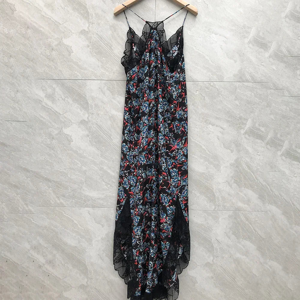 Lucia – Lace Embroidery V-Neck Silk Midi Dress For Women