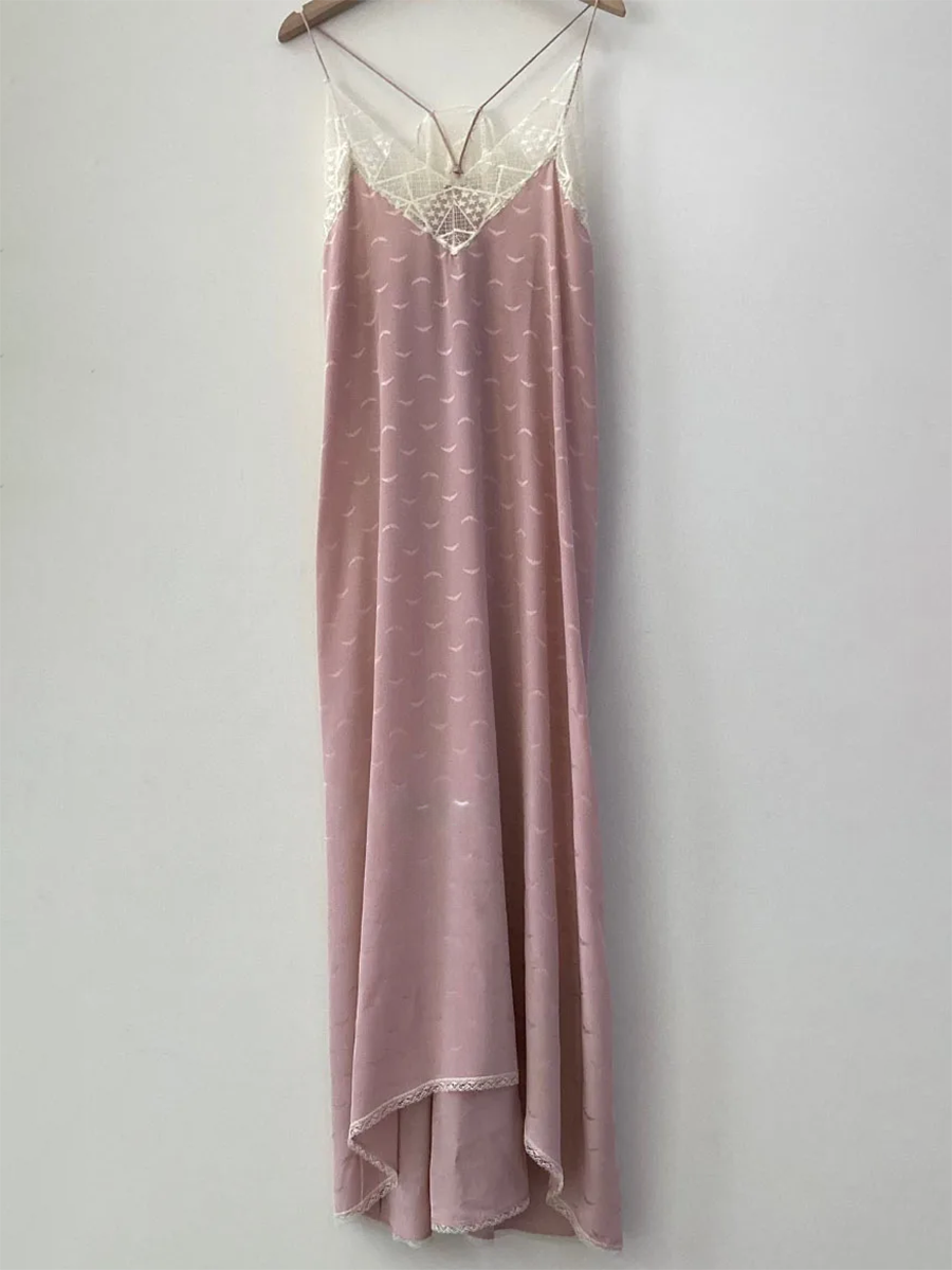 Lucia – Lace Embroidery V-Neck Silk Midi Dress For Women